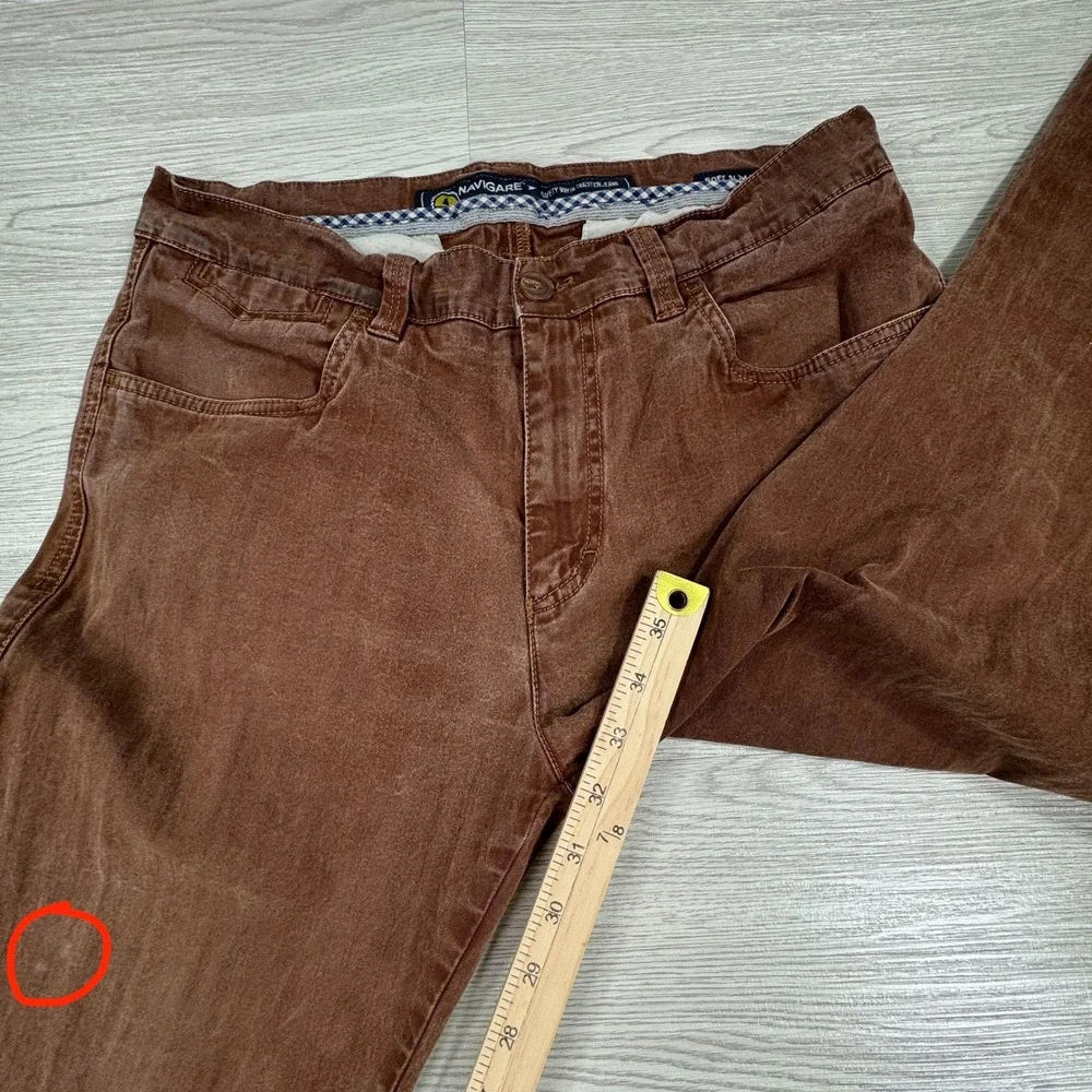 VTG Navigare Men's Pants Soft Slim Fit Brown Size 50 32(?) Italy Limited Retro